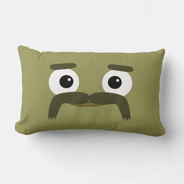 BBSS Moustachios #3 kudder (21" x13") Lumbarkudde (Framsida)