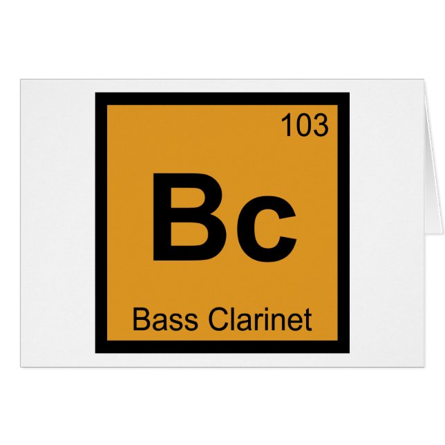 Bc - Basklarinettmusik Kemins periodiska system Hälsningskort (Framsidan Horizontal)