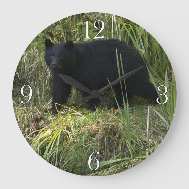 BC Black Bear & Wilderness Photo Art Stor Klocka (Framsida)