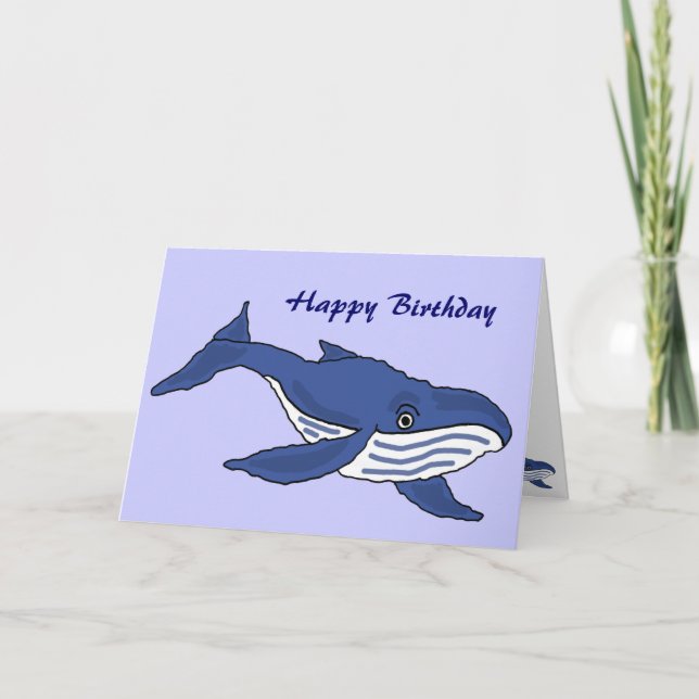 BC - Blue Whale Birthday Card Kort (Framsida)