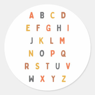 Bc-etiketter för alfabet brev A-Z-stämplar Runt Klistermärke