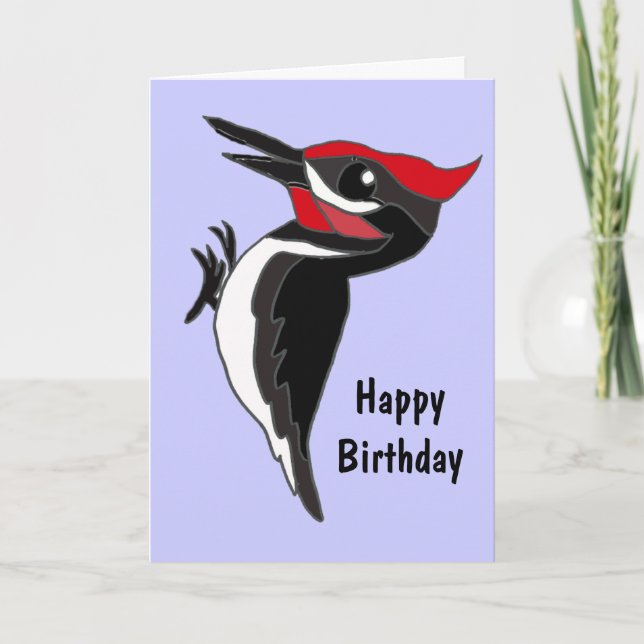 BC - Funny Tecknad Woodpecker Birthday Card Kort (Framsida)