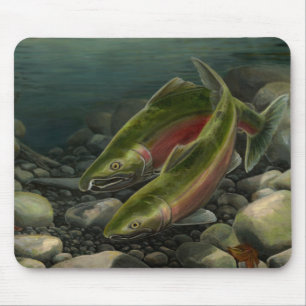BC Salmon Art Mousepad Fish Painting Decor Musmatta