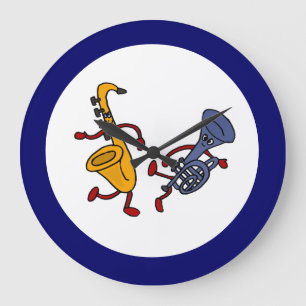 BC - Saxophone and Trumpet Dancing Wall Clock Stor Klocka