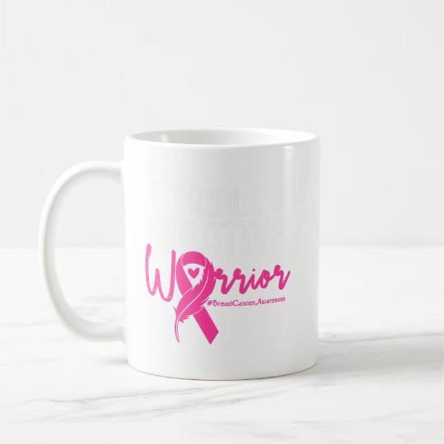 BC Triple Negativ Warrior Rosa Ribbon Breast Canc Kaffemugg (Vänster)
