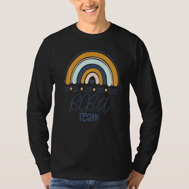 Bcba Team Boho Rainbow Rbt Aba Applied Behavior An T Shirt (Framsida)