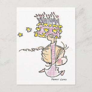 BD-001 Birthday Girl Running Vykort