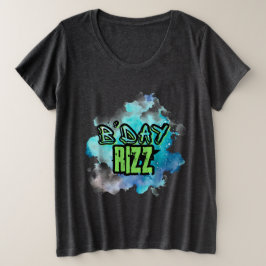 B'Day (Birthday) Rizz Green and Monochromatic Blue T Shirt