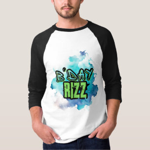 B'Day (Birthday) Rizz Green and Monochromatic Blue T Shirt