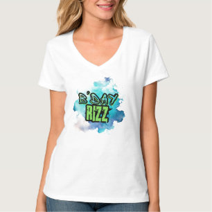 B'Day (Birthday) Rizz Green and Monochromatic Blue T Shirt