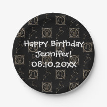 Bday Black & Guld Zodiac Leo Astrology Stjärntecke