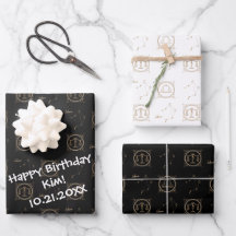 Bday Black & Guld Zodiac Libra Astrology, Stjärnte