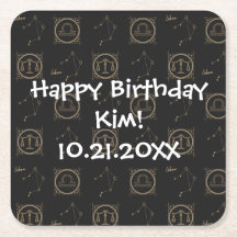 Bday Black & Guld Zodiac Libra Astrology, Stjärnte