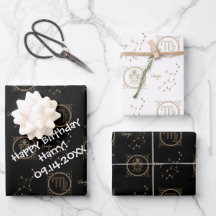 Bday Black & Guld Zodiac Våg Astrology Stjärntecke