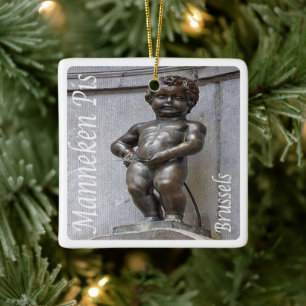 BE046 MANNEKEN PIS Bryssel Bruxelles Julgransprydnad Keramik