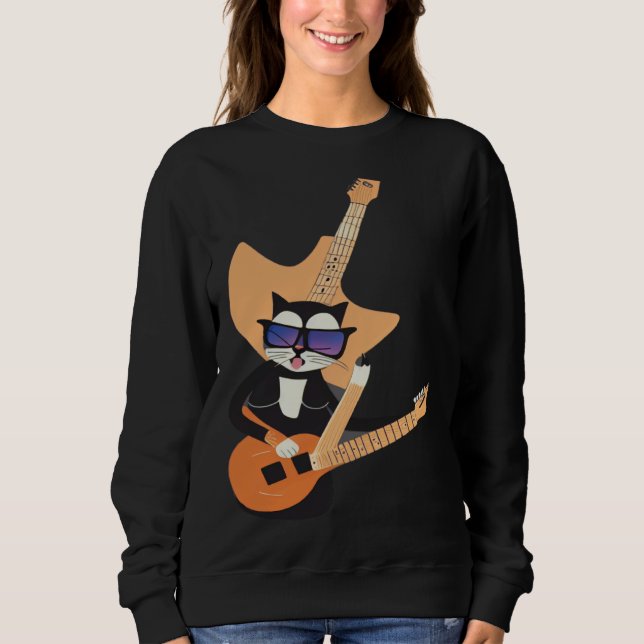 Be a Cat That is Cool Playing Guitar Abstract T Shirt (Framsida)