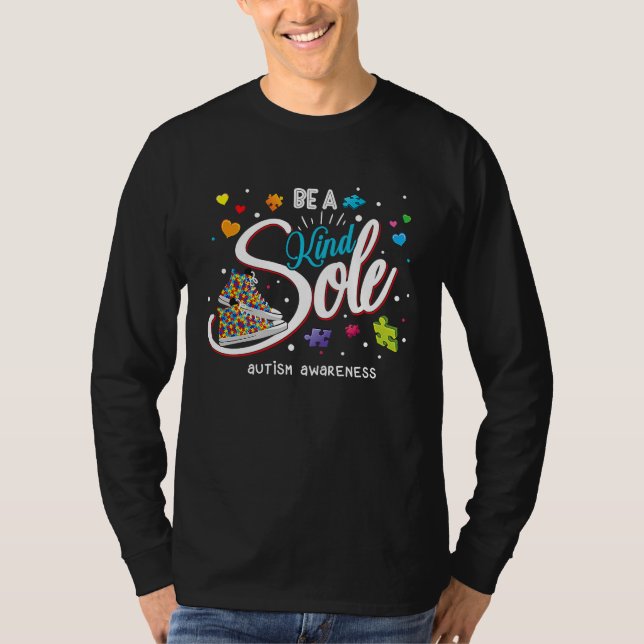 Be A Kind Sole Autism Awareness Rainbow Trendy Puz T Shirt (Framsida)