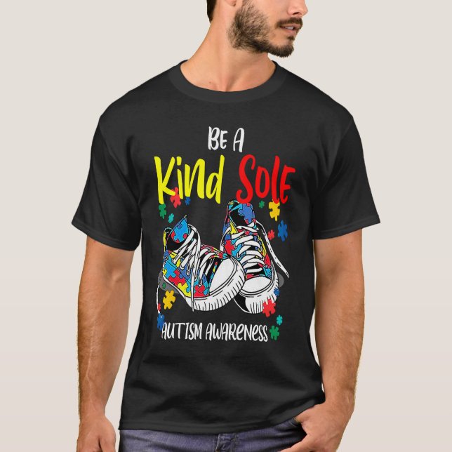 Be A Kind Sole Autism Awareness Rainbow Trendy Puz T Shirt (Framsida)
