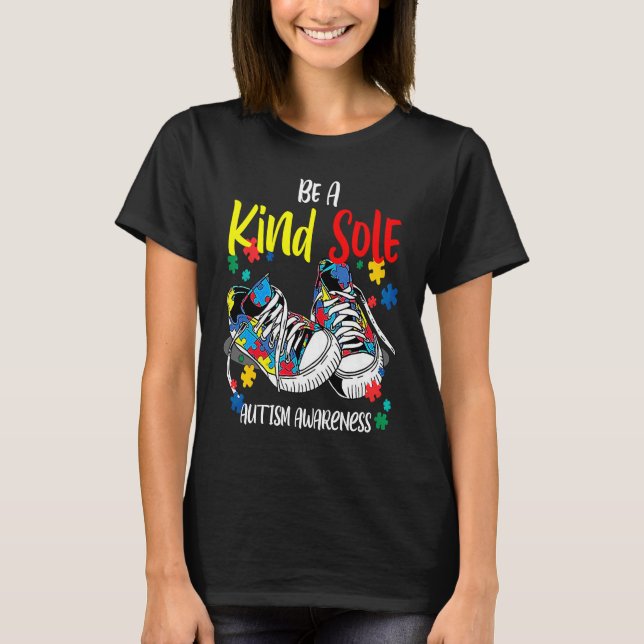 Be A Kind Sole Autism Awareness Rainbow Trendy Puz T Shirt (Framsida)