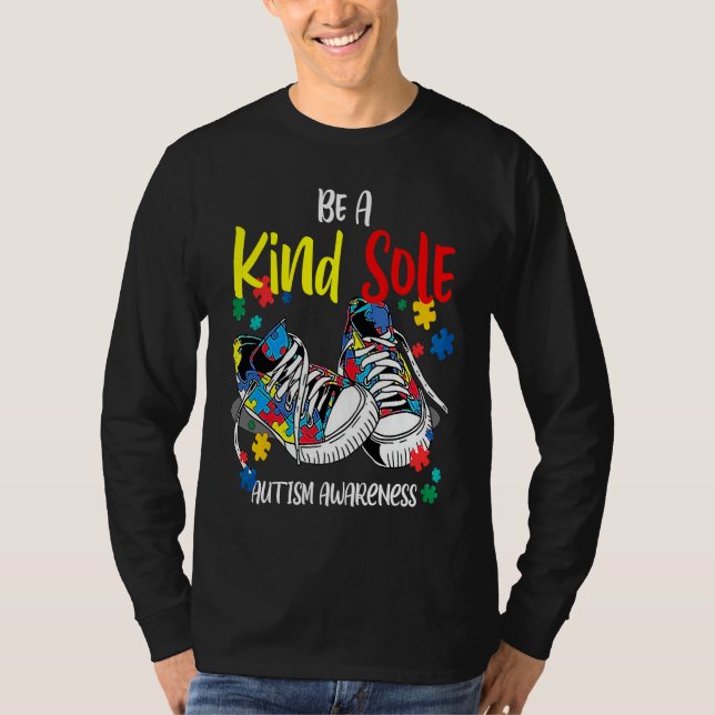 Be A Kind Sole Autism Awareness Rainbow Trendy Puz T Shirt (Framsida)