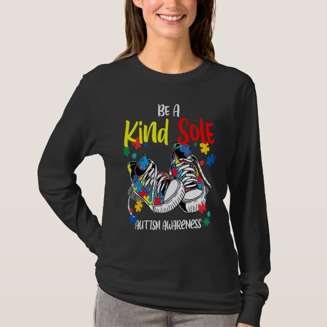 Be A Kind Sole Autism Awareness Rainbow Trendy Puz T Shirt (Framsida)