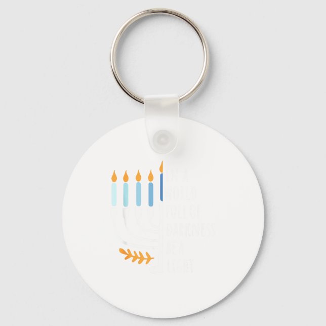 Be A Light Happy Hanukkah Menorah Jewish Gift _4  Nyckelring (Framsida)