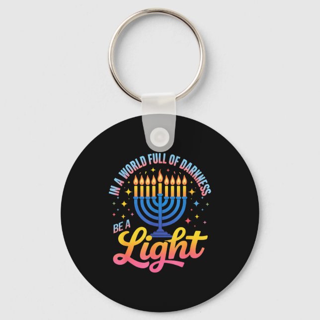 Be A Light Happy Hanukkah Menorah Jewish Gift  Nyckelring (Framsida)