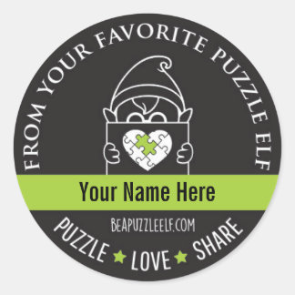 Be A Puzzle Elf – Personalized Sticker Runt Klistermärke