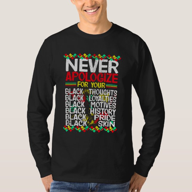 Be aldrig om ursäkt för Blackness, Gult Red Grönt T Shirt (Framsida)