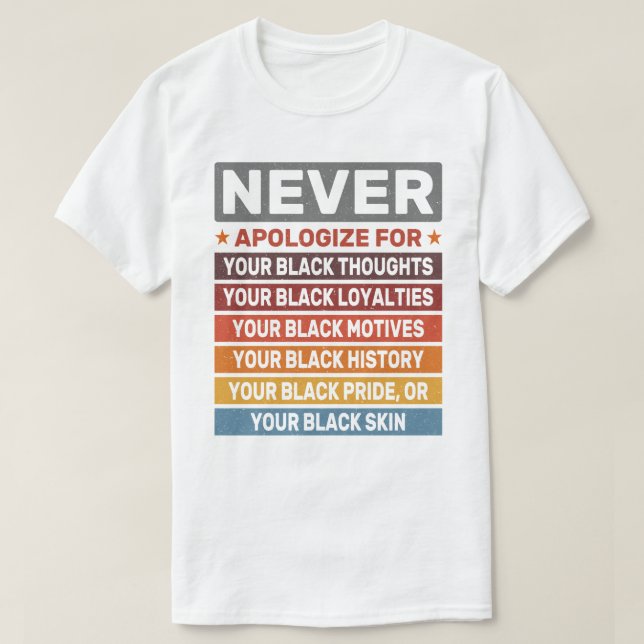 Be aldrig om ursäkt för din svarta historikmånad,  t shirt (Design framsida)
