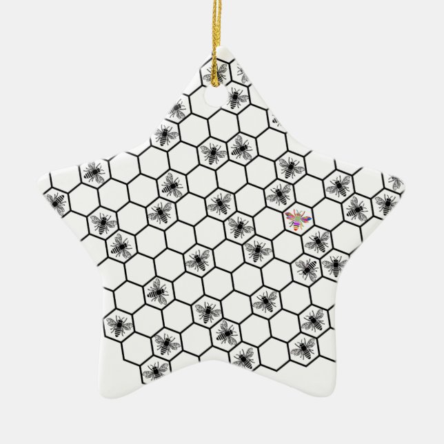 be bee different bees biene wabe imker honey julgransprydnad keramik (Framsidan)