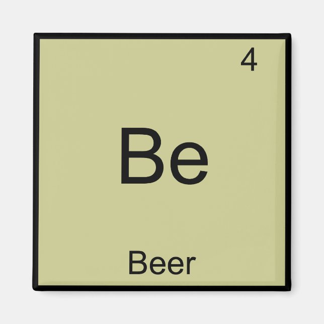 Be - Beer Funny Chemistry Inslag Symbol T-Shirt Magnet (Framsidan)