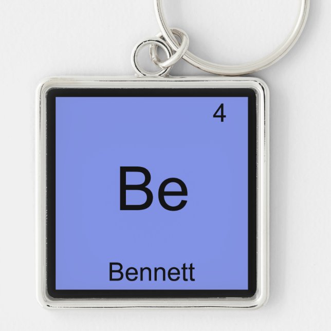 Be - Bennett Funny Chemisty Inslag Symbol Namn t Fyrkantig Silverfärgad Nyckelring (Framsidan)
