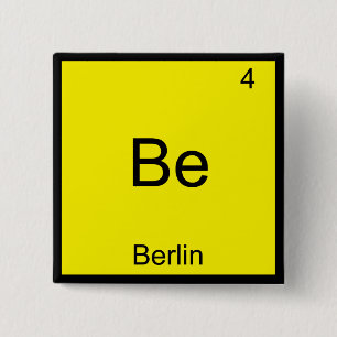 Be - Berlin Rolig Kemiskt Element Symbol T-Shirt Knapp