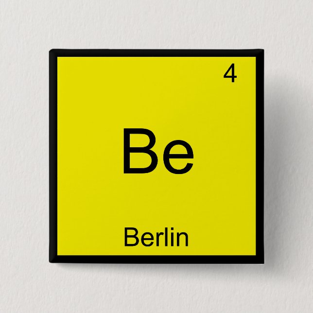 Be - Berlin Rolig Kemiskt Element Symbol T-Shirt Knapp (Framsida)