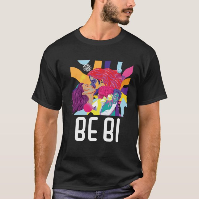 Be Bi Flagga Bisexual Rainbow Pride March Bisexual T Shirt (Framsida)