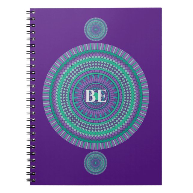 ’BE’ Blue/Grönt Anpassningsbar Mandala Mantra Anteckningsbok (Framsidan)