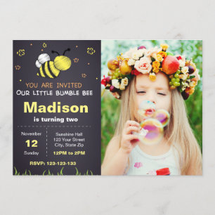 Be Chalkboard Birthday-inbjudan med foto Inbjudningar