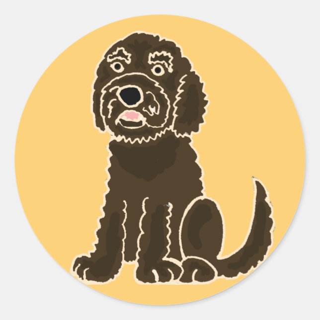 BE-Chocolate Labradoodle Stickers Runt Klistermärke (Framsida)