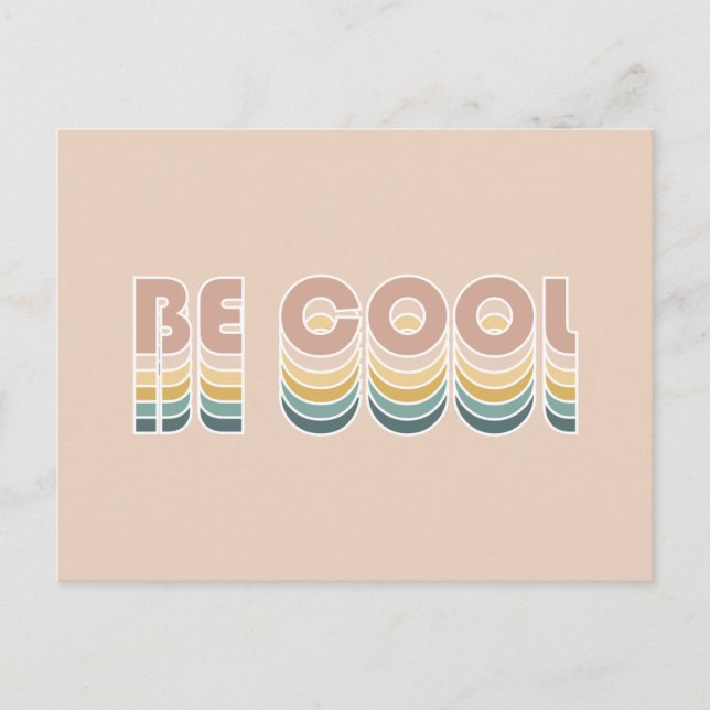 Be Coola Retro Rainbow Typography Vykort (Framsida)