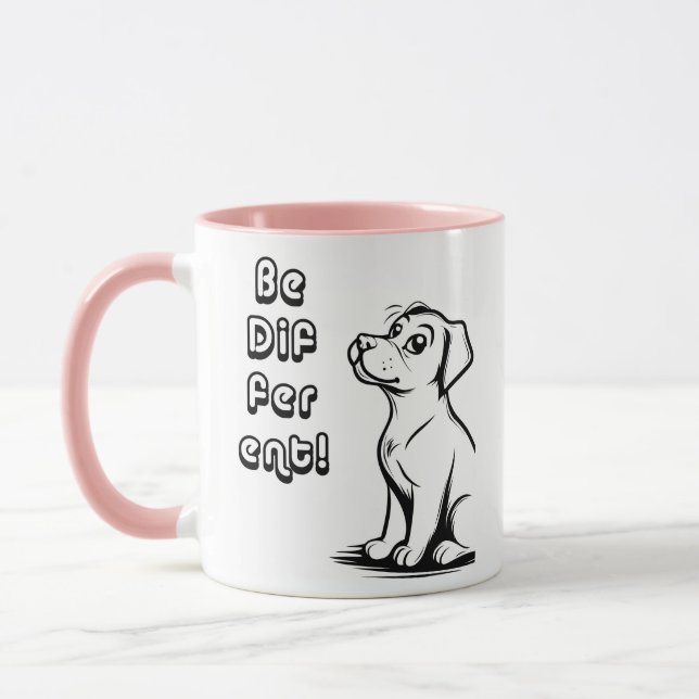 Be Different Smart Dog Mug – Inspiring Minimal Pet Mugg (Vänster)