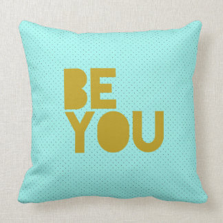"Be dig" med Aqua och Black Polka dots Pillow Kudde