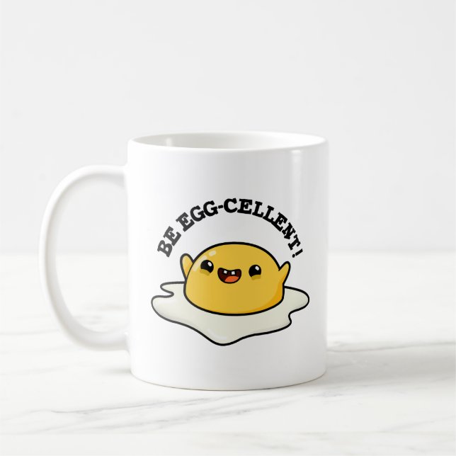 Be Egg-cellent Funny Egg Pun Kaffemugg (Vänster)