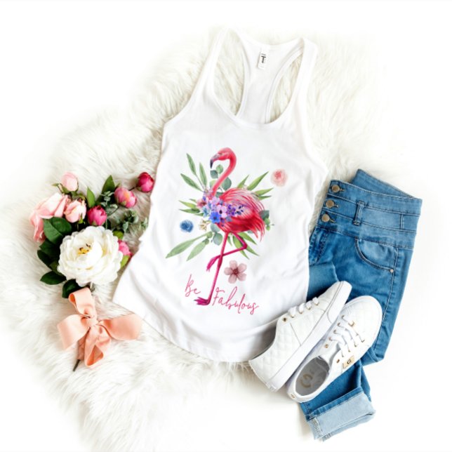 "Be Fabulous" Flamingo Linne Med Racerback (Skapare uppladdad)