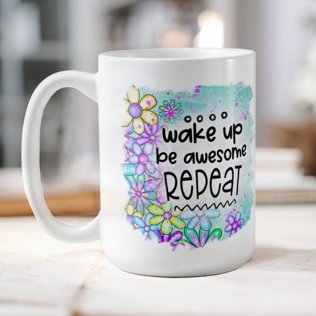 Be Fantastisk Kaffemugg (A fun, floral motivational coffee mug that reminds you that you are awesome.)