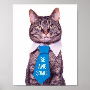 BE FANTASTISK!" Katt i blå titel, ditt meddelande Poster