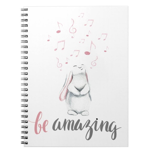 Be Fantastisk Music Bunny Anteckningsbok Med Spiral (Framsidan)