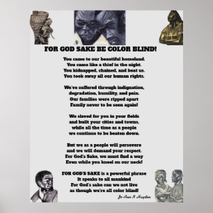 BE FÄRG BLIND FOR GOS SAKE POSTER