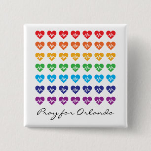 Be för Orlando en pulserar regnbågehjärta Knapp