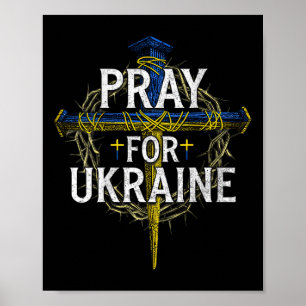 Be för Ukraina Kors Kristet stöd för Ukraina ( Poster